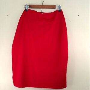 Red Knee Length Pencil Skirt 3X